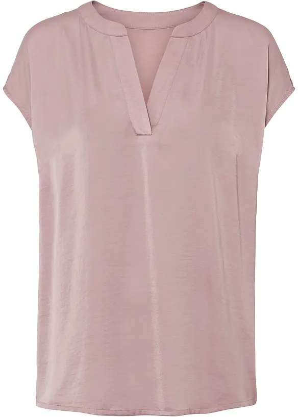 Soepelvallende, satijnen blouse met oversized schouders, bonprix
