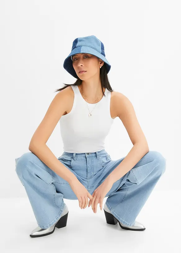 Wijde jeans met siernaden, RAINBOW