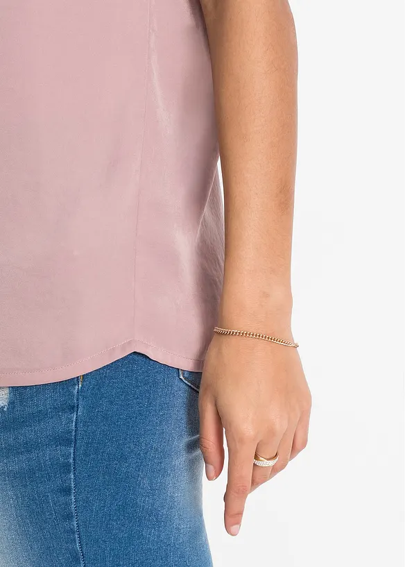 Blouse van soepel satijn met oversized schouders, bonprix