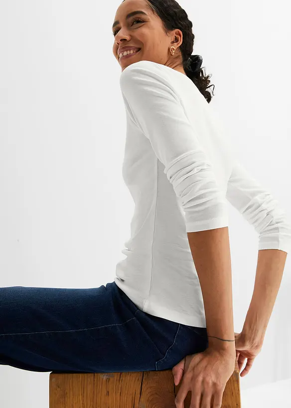 Katoenen longsleeve met ronde hals, bonprix