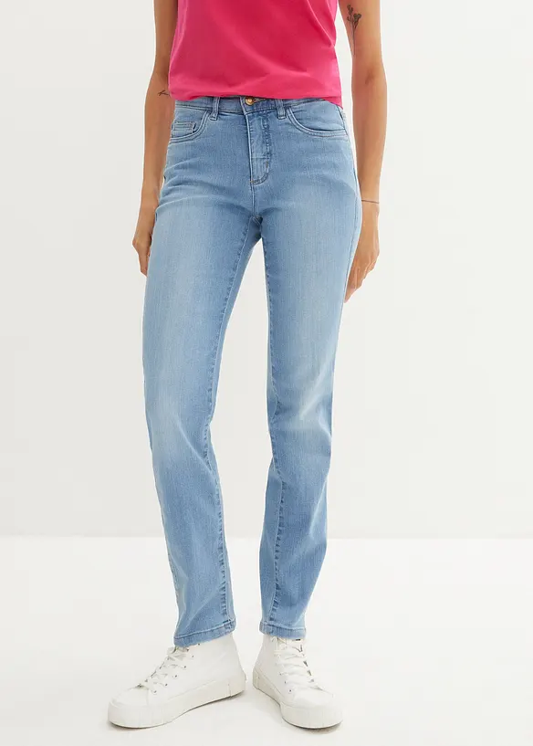 Stretch jeans mid waist, straight, bonprix