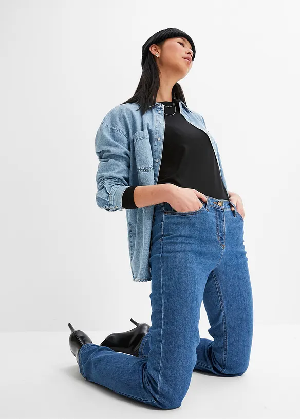 Straight jeans mid waist, stretch, bonprix