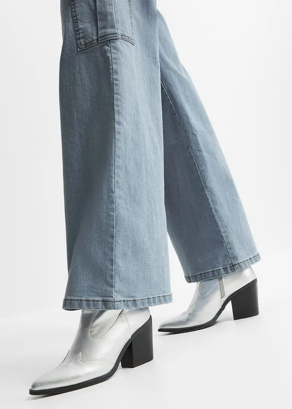 Cargo jeans mid waist, wid leg, bonprix