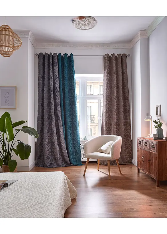 Isolerend verduisterend gordijn van jacquard (1 stuk), bonprix