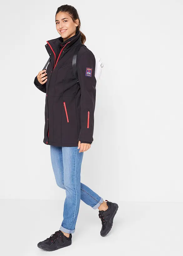 Lange stretch softshell jack, waterafstotend, bonprix