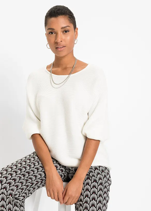 Geribde oversized trui in een viscosemix, bonprix