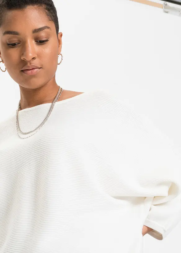 Geribde oversized trui in een viscosemix, bonprix