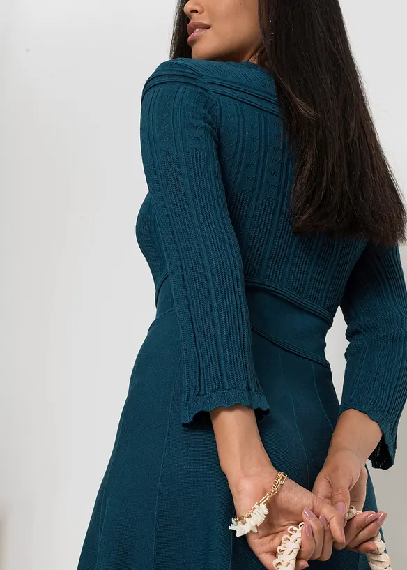 Gebreide jurk met ajourpatroon, bonprix