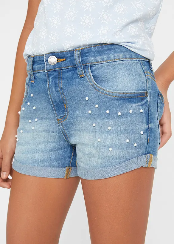 Meisjes jeans short mid waist, bonprix