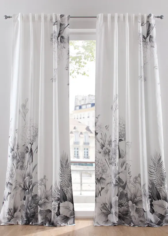 Microvezel gordijn met bloemenprint (1 stuk), bonprix