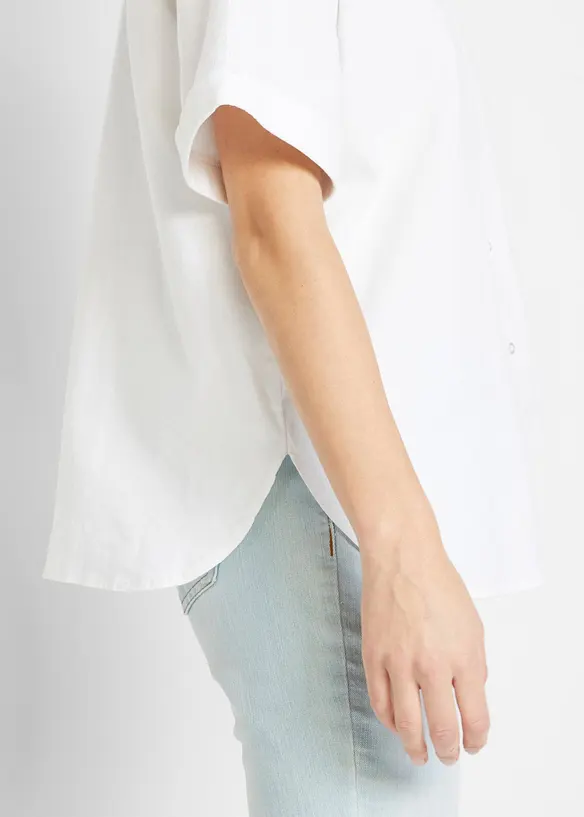 Oversized blouse met halflange mouwen en linnen, bonprix