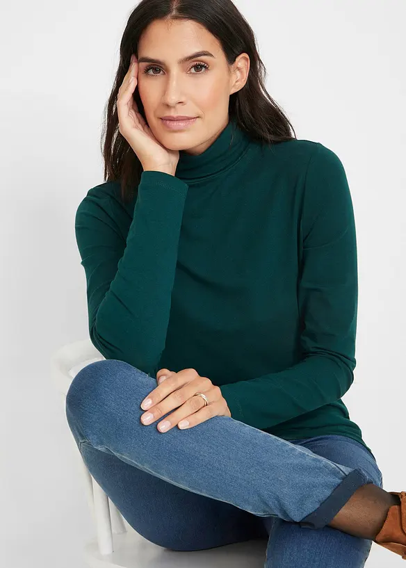 Longsleeve met col in een katoenmix (set van 2), bonprix