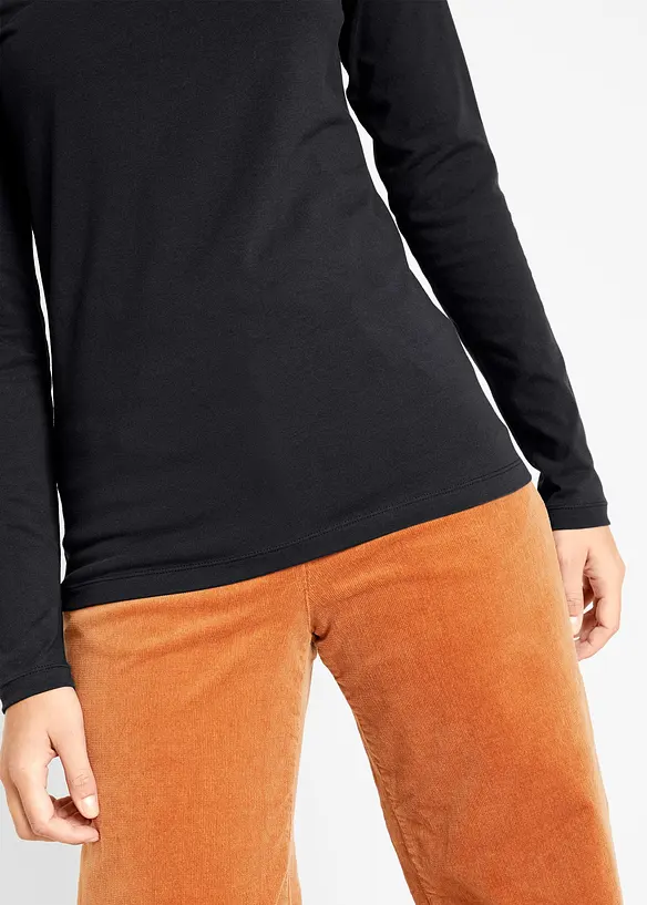 Longsleeve met col in een katoenmix (set van 2), bonprix