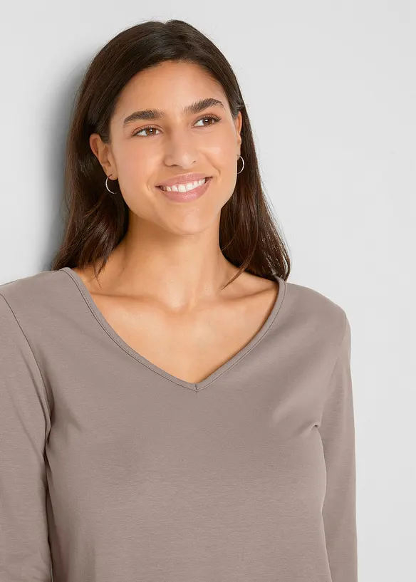 Longsleeve met V-hals (set van 2), bonprix