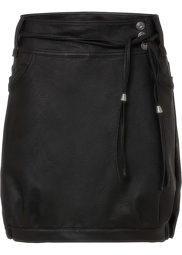 Imitatieleren rok met ceintuur, bonprix
