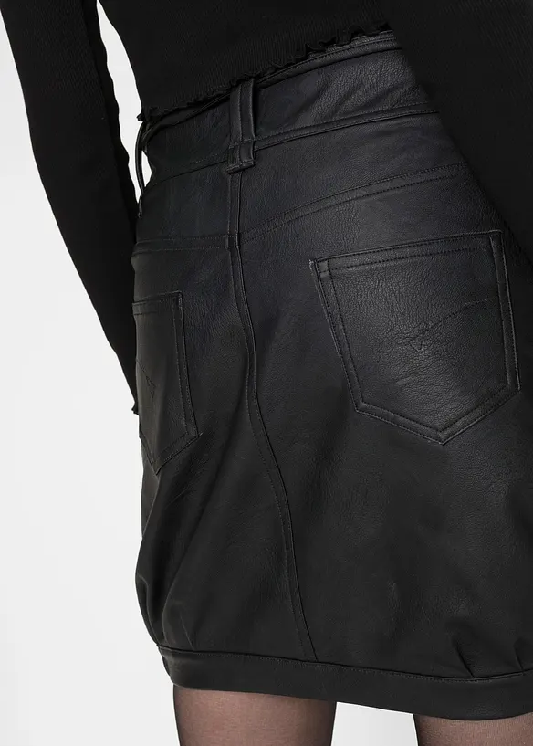 Imitatieleren rok met ceintuur, bonprix