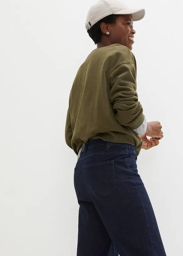 Wide leg jeans, high waist, met comfortband, bonprix