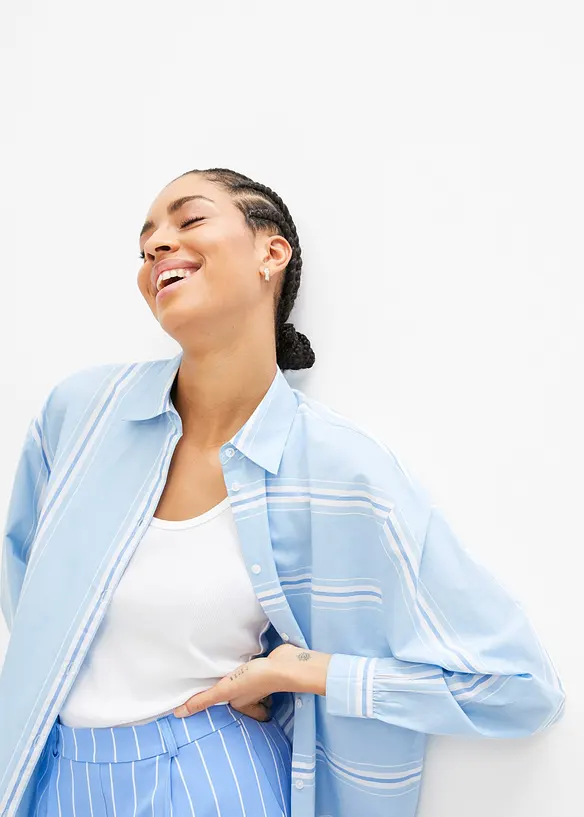 Gestreepte overhemdblouse, oversized, bonprix