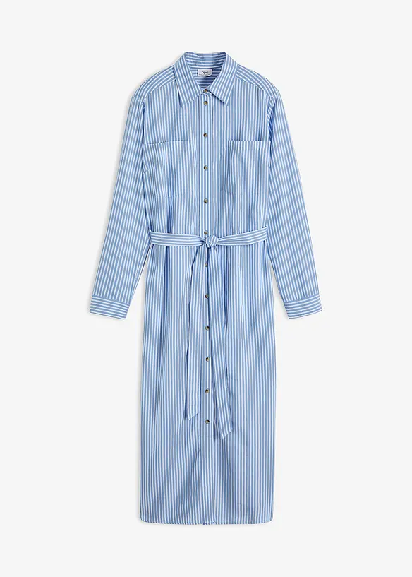 Gestreepte blousejurk met strikceintuur, bonprix