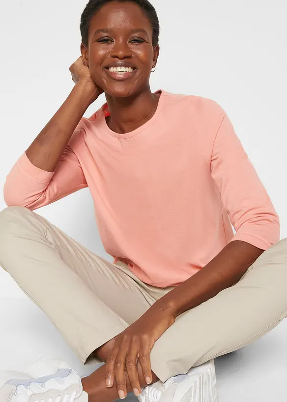 Longsleeve met ronde hals (set van 5), 3/4 mouw, bonprix