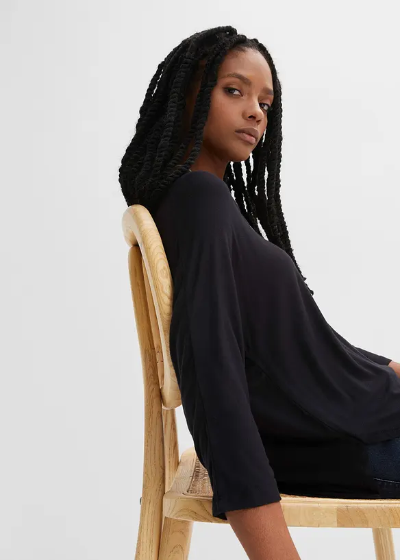 Shirt met 3/4 mouwen in een mix van viscose en elastan, bonprix