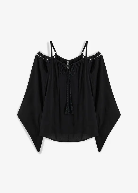 Schouderloze blouse van vloeiende viscose, bonprix