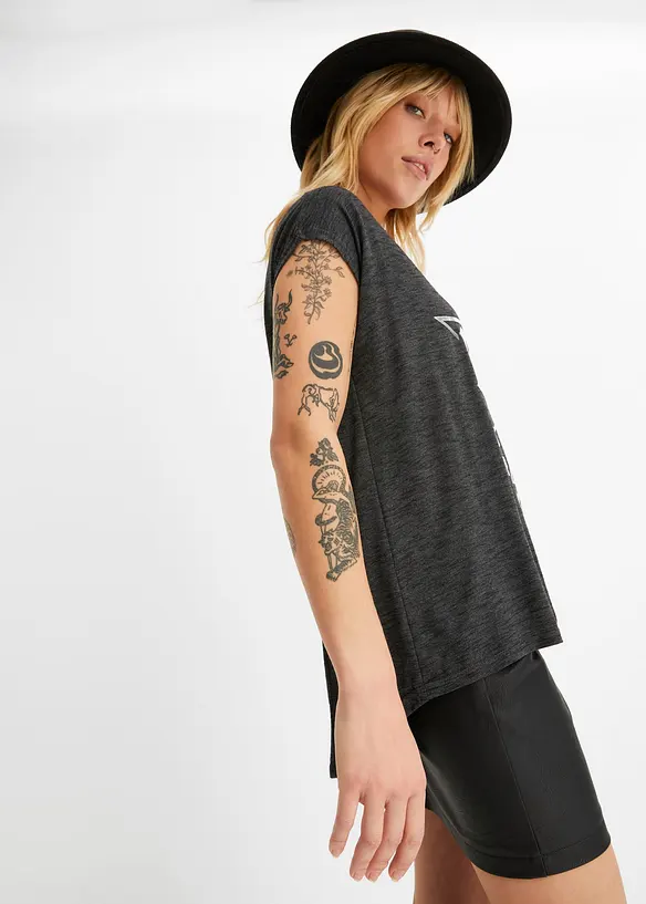 Longshirt met zilveren print, bonprix