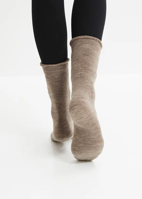 Thermosokken (4 paar) met omslag en frotté binnenin, bonprix