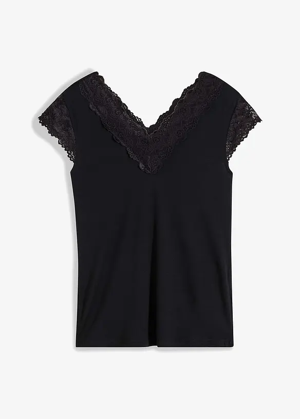 Kanten shirt in een viscosemix, bonprix
