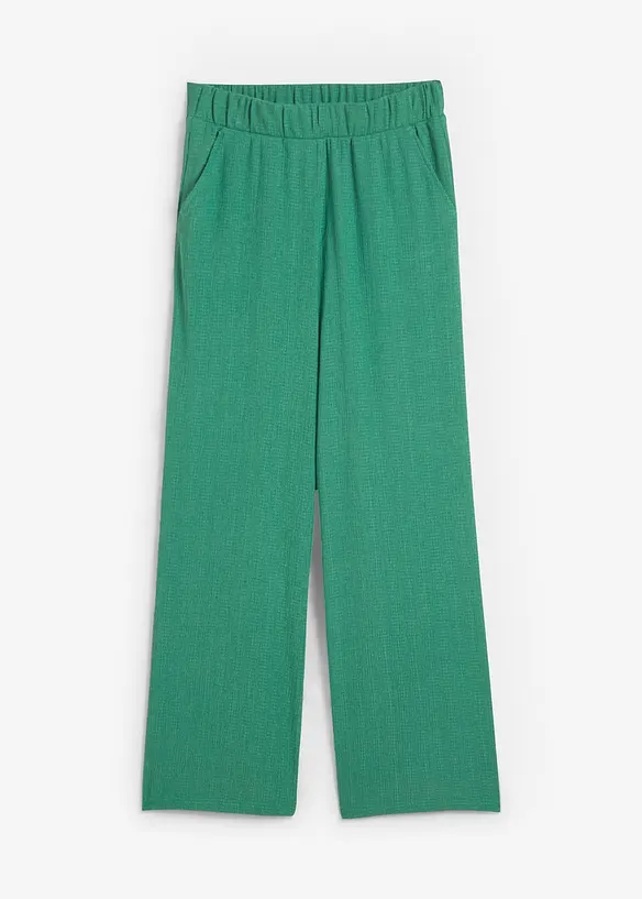 Wijde broek van gestructureerde jersey, high waist, bonprix