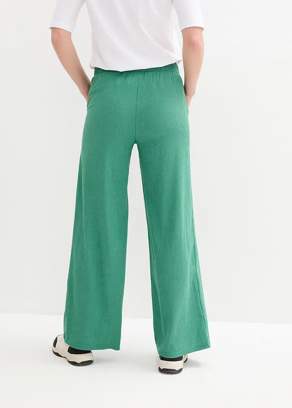 Wijde broek van gestructureerde jersey, high waist, bonprix