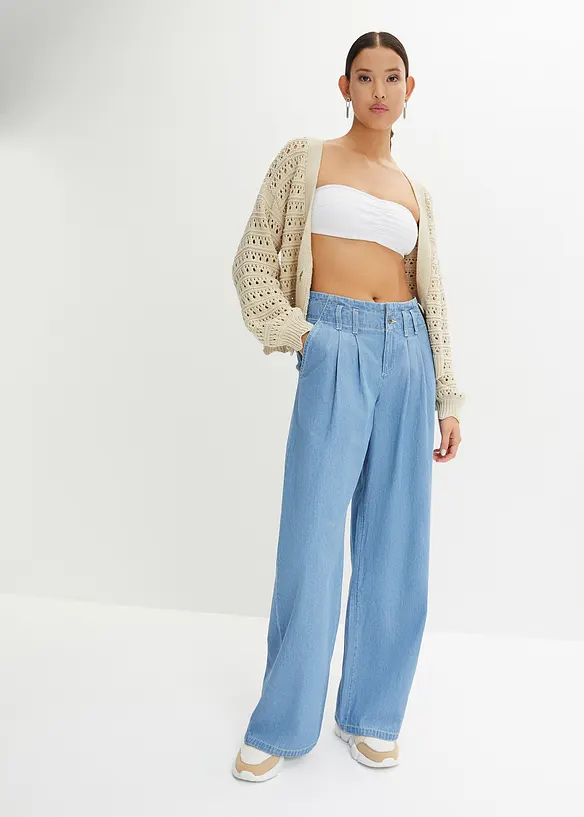 Wide leg jeans low waist, low stretch, bonprix