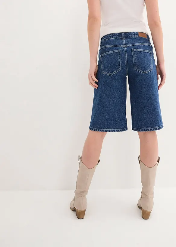 Wide leg jeans bermuda, mid waist, bonprix