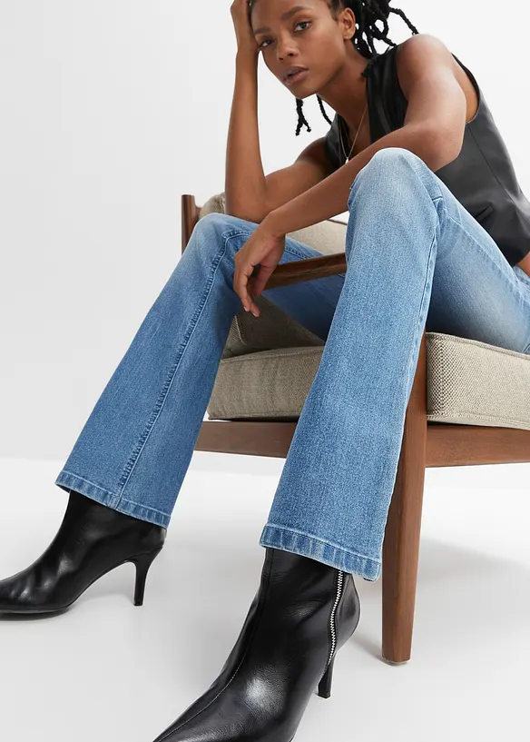 Flared jeans mid waist, stretch, bonprix