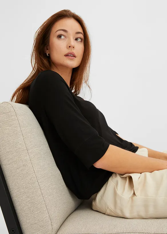 Shirt met ronde hals van zachte viscose, bonprix