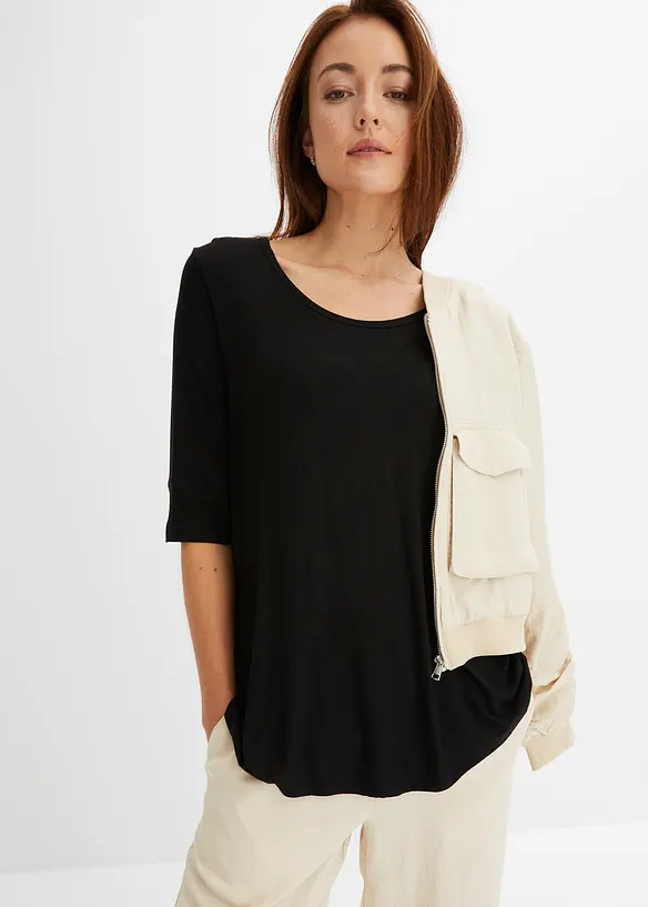Shirt met ronde hals van zachte viscose, bonprix