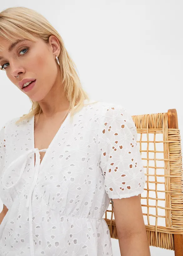 Jurk met broderie anglaise, bonprix