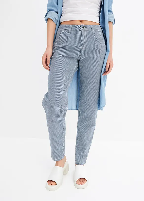 Barrel jeans met strepen, mid waist, bonprix