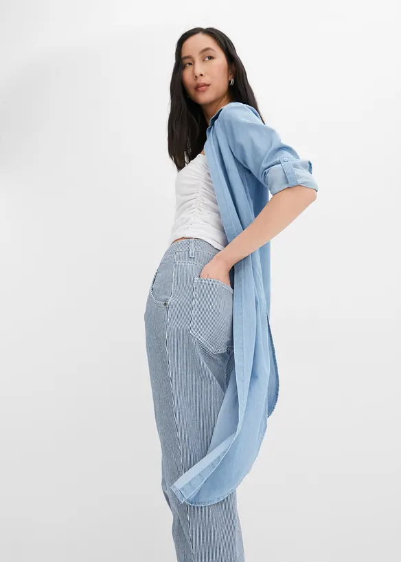 Barrel jeans met strepen, mid waist, bonprix