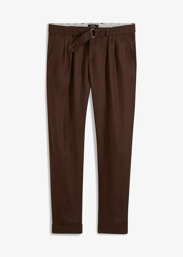 Linnen broek met bandplooien en riem, bpc selection