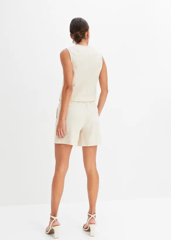 Gilet en short van een linnenmix (2-dlg. set), bonprix