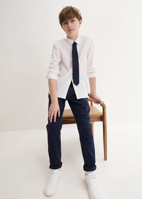 Chino, overhemd en stropdas (3-dlg. set), bonprix