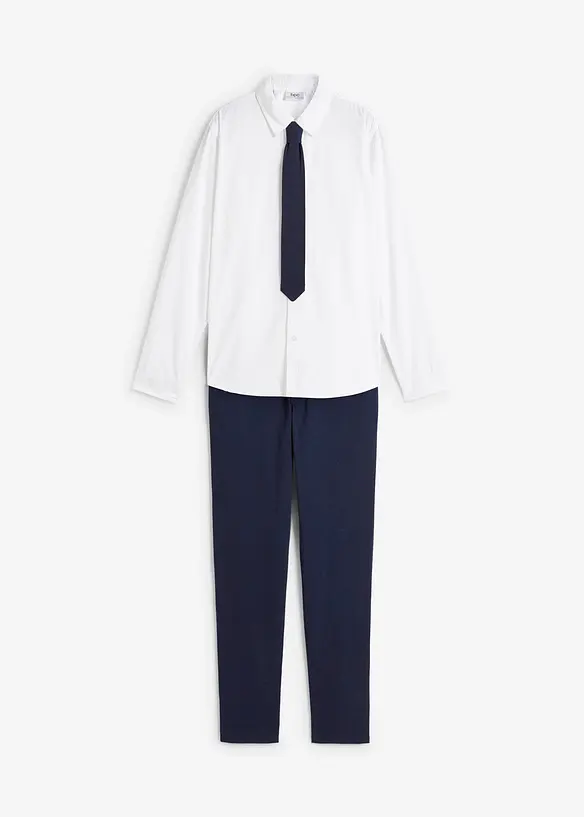 Chino, overhemd en stropdas (3-dlg. set), bonprix