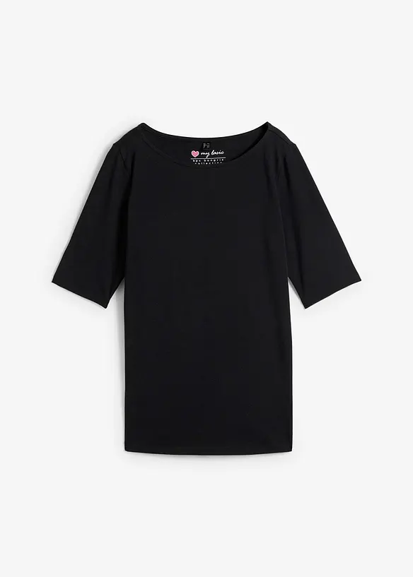 Shirt met boothals, halflange mouw, bonprix