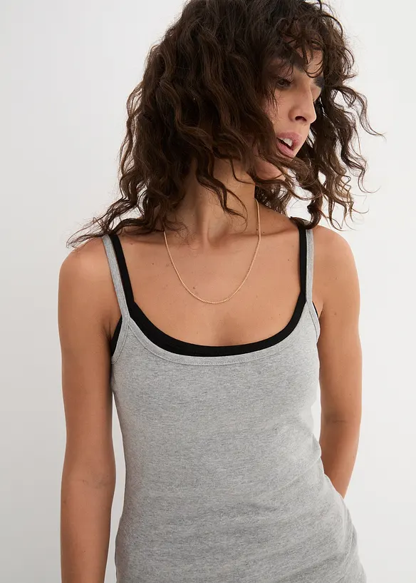 Top met spaghettibandjes van puur katoen (set van 3), bonprix