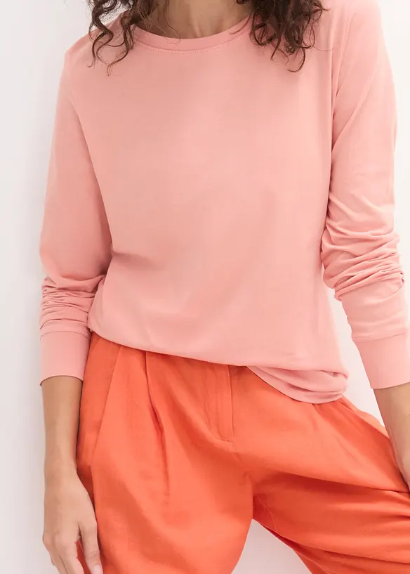Longshirt met ronde hals, lange mouwen (set van 5), bonprix
