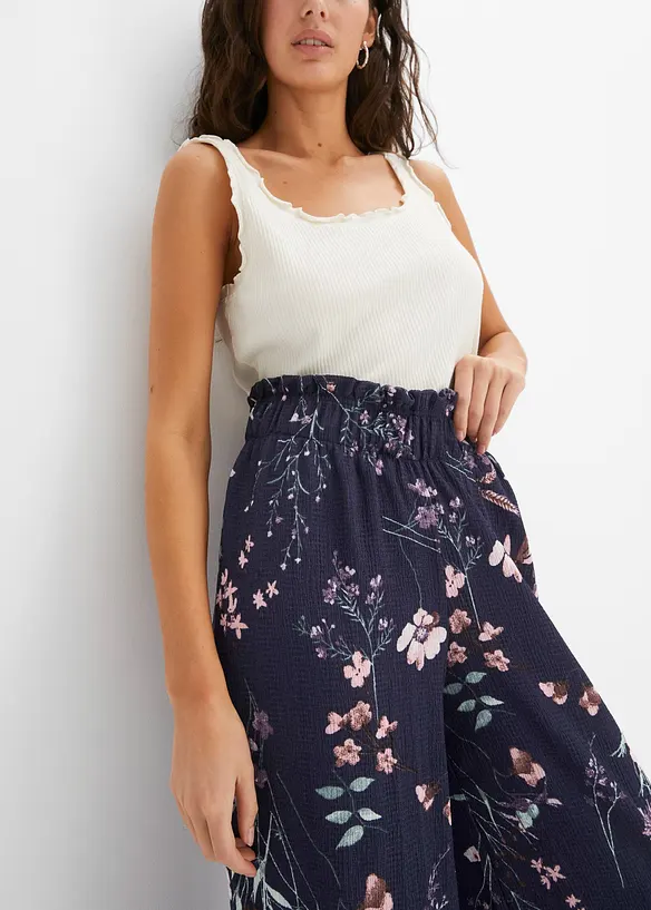 Jersey broek met bloemenprint, bonprix