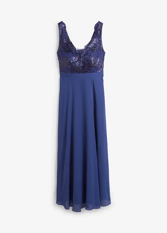 Maxi jurk met pailletten en borduursel, bonprix