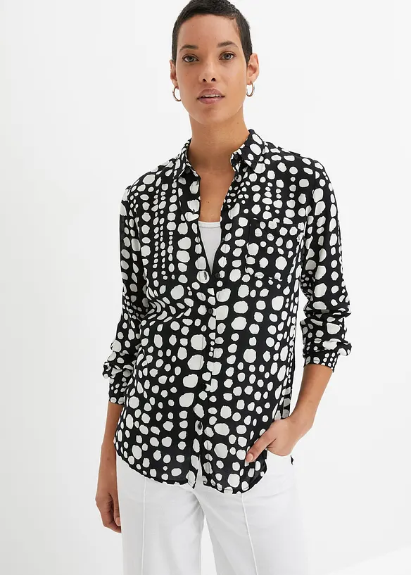 Gedessineerde, lange blouse van soepele viscose, bonprix