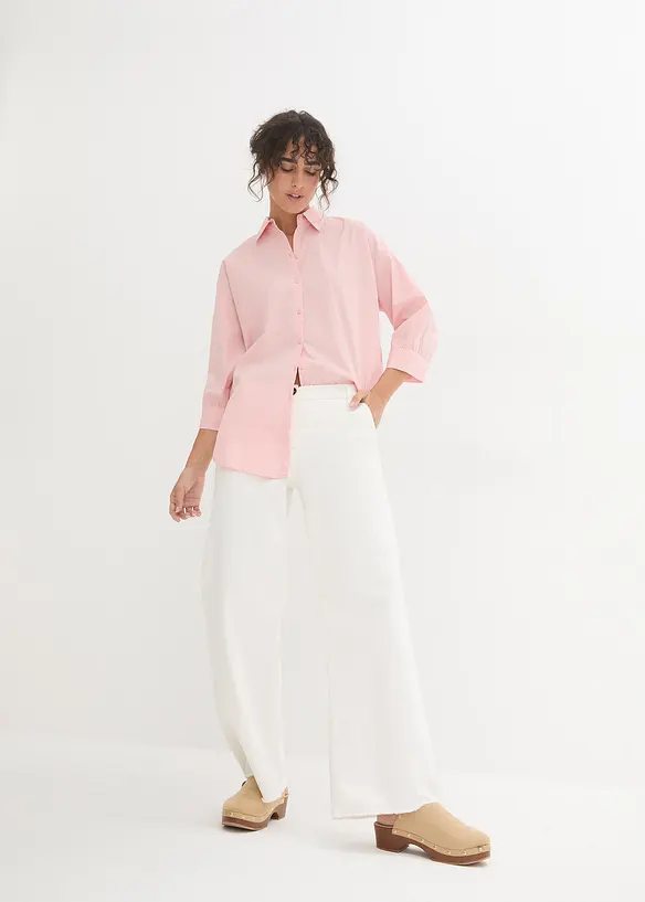 Oversized blouse van katoen met 3/4 mouwen, bonprix